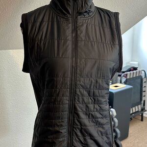Black Quilted Insulated Vest with High Collar